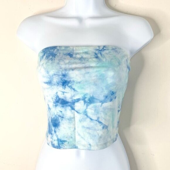 American Eagle Women’s Tube Cropped Top Blue Tie Dye Bandeau Size Small - Picture 5 of 11